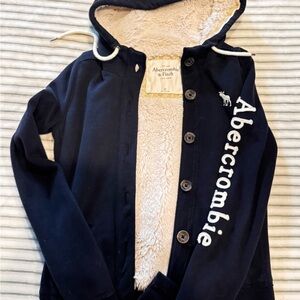 Abercrombie & Fitch Navy Button Down Hoodie Sz XS